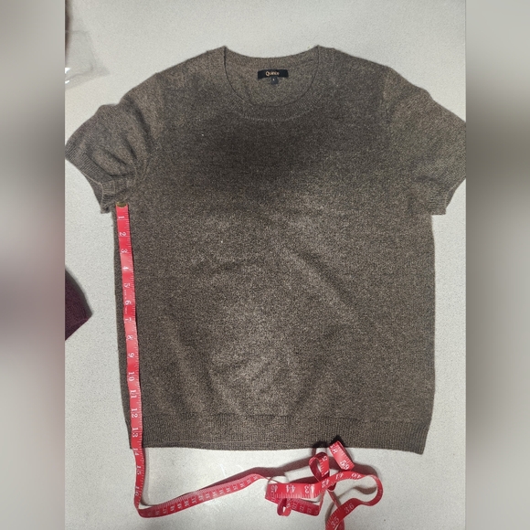Quince Mongolia Cashmere Burgundy Short Sleeve Sweater Size Xtra Small XS - Picture 9 of 10